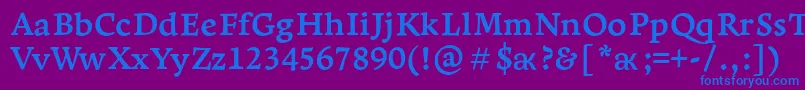 フォントLeksaproBold – 紫色の背景に青い文字