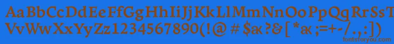 Czcionka LeksaproBold – brązowe czcionki na niebieskim tle