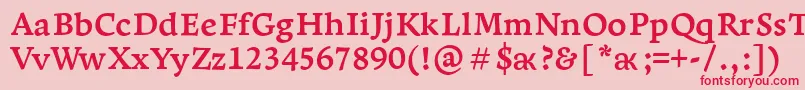 フォントLeksaproBold – ピンクの背景に赤い文字