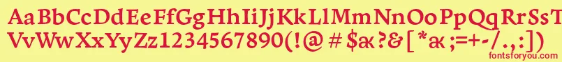 LeksaproBold-fontti – punaiset fontit keltaisella taustalla