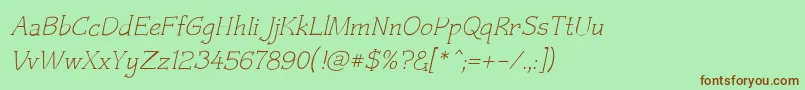 Czaristite Oblique Font – Brown Fonts on Green Background