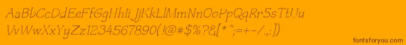 Czaristite Oblique-Schriftart – Braune Schriften auf orangefarbenem Hintergrund