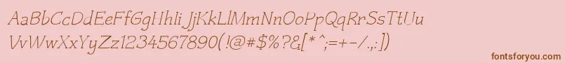 Czaristite Oblique-Schriftart – Braune Schriften auf rosa Hintergrund