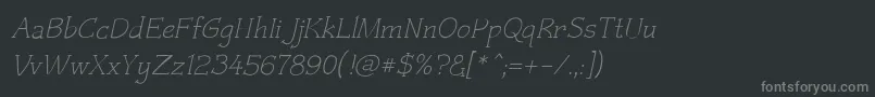 フォントCzaristite Oblique – 黒い背景に灰色の文字