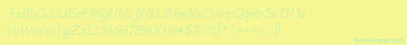 Шрифт Czaristite Oblique – зелёные шрифты на жёлтом фоне