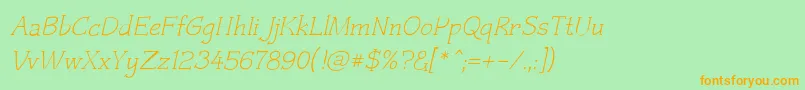 Czaristite Oblique Font – Orange Fonts on Green Background