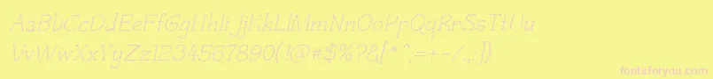 フォントCzaristite Oblique – ピンクのフォント、黄色の背景