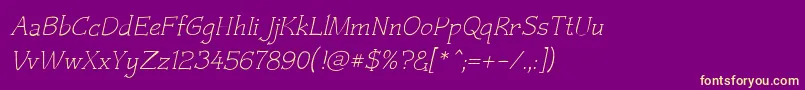 Fonte Czaristite Oblique – fontes amarelas em um fundo roxo