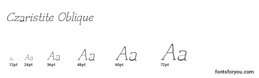 Размеры шрифта Czaristite Oblique