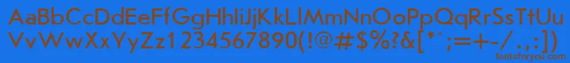 フォントJousspla – 茶色の文字が青い背景にあります。