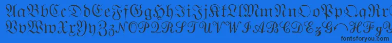 QuantaPiSixSsi-Schriftart – Schwarze Schriften auf blauem Hintergrund