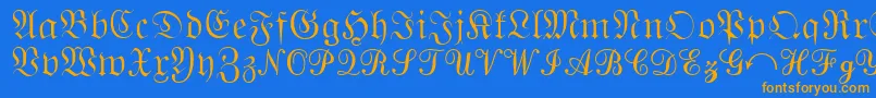 フォントQuantaPiSixSsi – オレンジ色の文字が青い背景にあります。