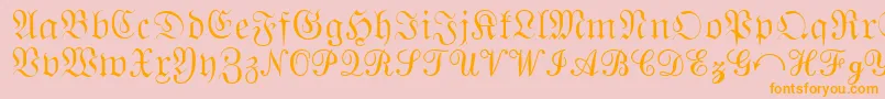 QuantaPiSixSsi-Schriftart – Orangefarbene Schriften auf rosa Hintergrund