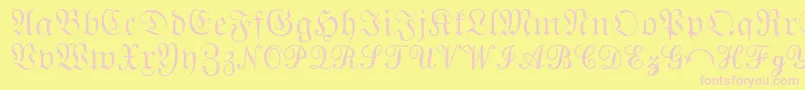 QuantaPiSixSsi-Schriftart – Rosa Schriften auf gelbem Hintergrund