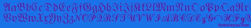 QuantaPiSixSsi-Schriftart – Violette Schriften auf blauem Hintergrund