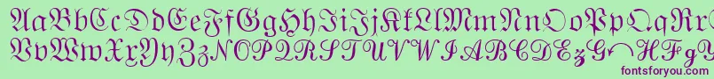 QuantaPiSixSsi-Schriftart – Violette Schriften auf grünem Hintergrund