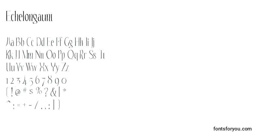 Schriftart Echelongaunt – Alphabet, Zahlen, spezielle Symbole