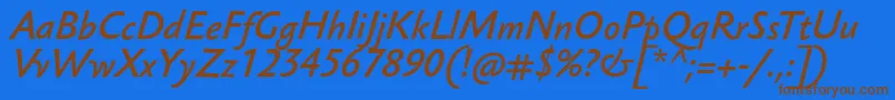 SebastianlightucfBolditalic-Schriftart – Braune Schriften auf blauem Hintergrund