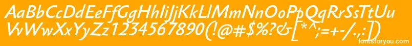 SebastianlightucfBolditalic-Schriftart – Weiße Schriften auf orangefarbenem Hintergrund