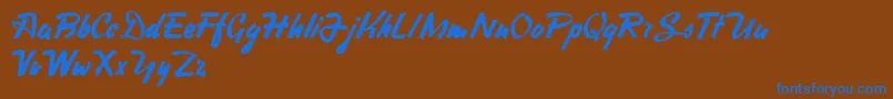 HeavySquaredWriting Font – Blue Fonts on Brown Background