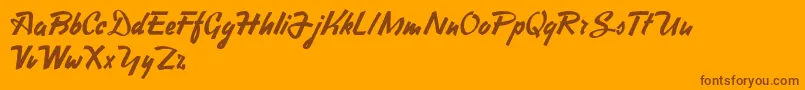 HeavySquaredWriting Font – Brown Fonts on Orange Background