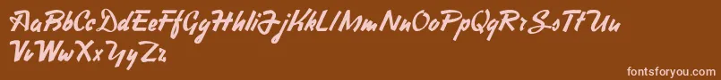 Więcej informacji o czcionce HeavySquaredWriting Czcionka HeavySquaredWriting – różowe czcionki na brązowym tle