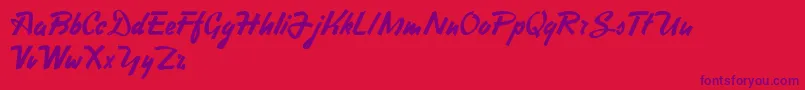 HeavySquaredWriting-Schriftart – Violette Schriften auf rotem Hintergrund
