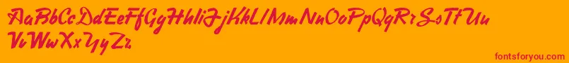 HeavySquaredWriting Font – Red Fonts on Orange Background