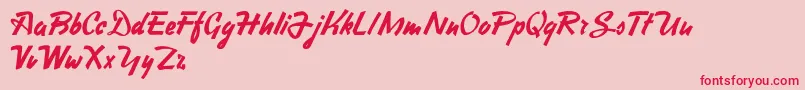 HeavySquaredWriting Font – Red Fonts on Pink Background