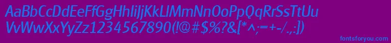 Шрифт GouditaSansSfItalic – синие шрифты на фиолетовом фоне