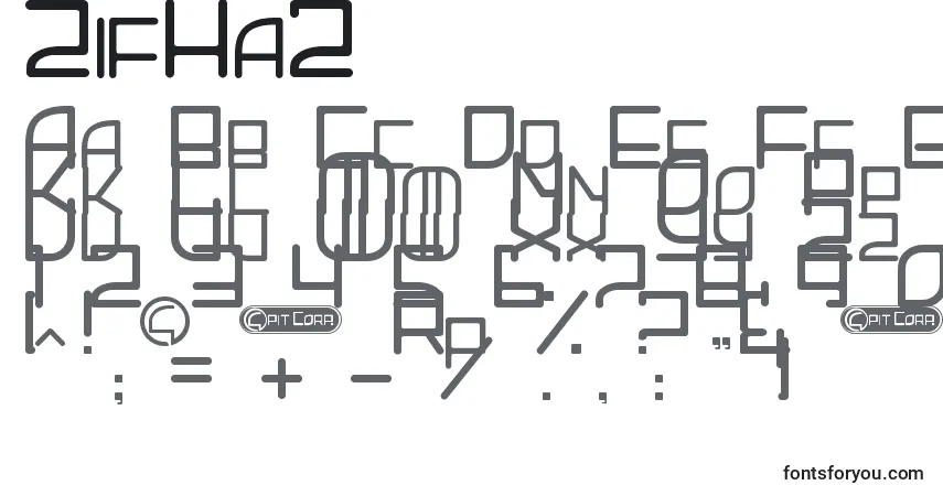 Czcionka ZifHa2 – alfabet, cyfry, specjalne znaki