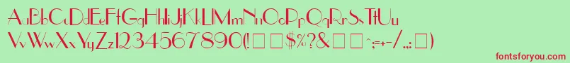 UppereastsideMedium-Schriftart – Rote Schriften auf grünem Hintergrund