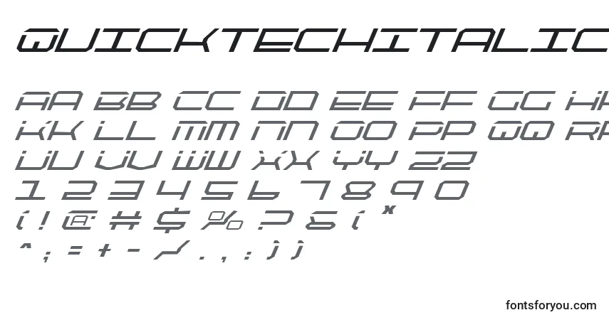QuicktechItalic font – alphabet, numbers, special characters