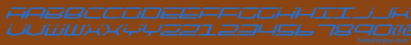 Fonte QuicktechItalic – fontes azuis em um fundo marrom