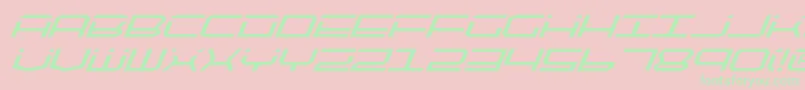 フォントQuicktechItalic – ピンクの背景に緑の文字