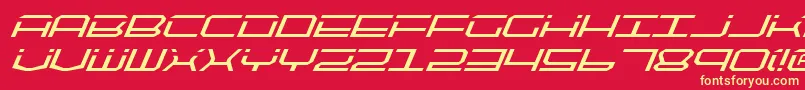 QuicktechItalic-fontti – keltaiset fontit punaisella taustalla
