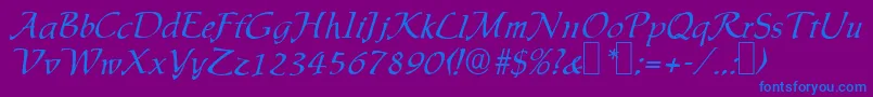 IngridRegular-Schriftart – Blaue Schriften auf violettem Hintergrund