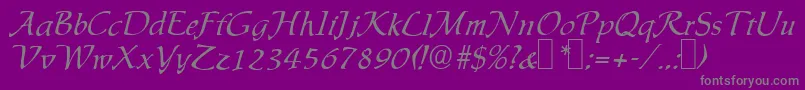 IngridRegular-Schriftart – Graue Schriften auf violettem Hintergrund