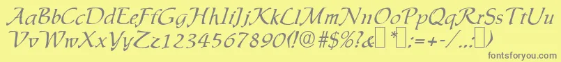 フォントIngridRegular – 黄色の背景に灰色の文字