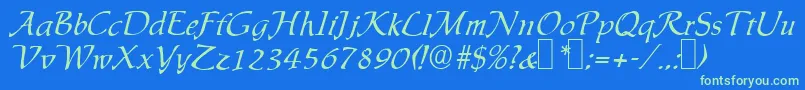 IngridRegular Font – Green Fonts on Blue Background