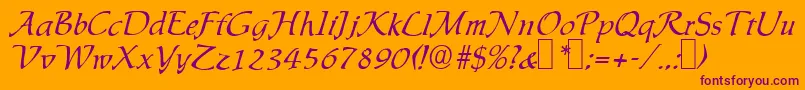 IngridRegular-Schriftart – Violette Schriften auf orangefarbenem Hintergrund