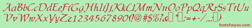 IngridRegular Font – Red Fonts on Green Background