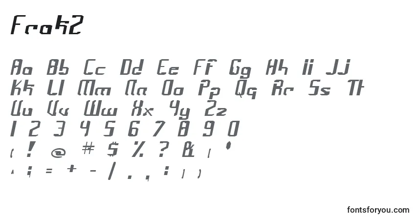 Frak2-fontti – aakkoset, numerot, erikoismerkit