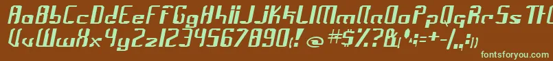 フォントFrak2 – 緑色の文字が茶色の背景にあります。