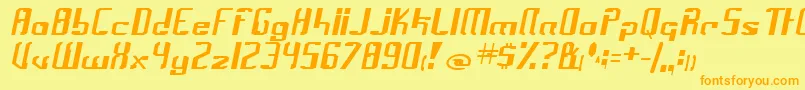 フォントFrak2 – オレンジの文字が黄色の背景にあります。