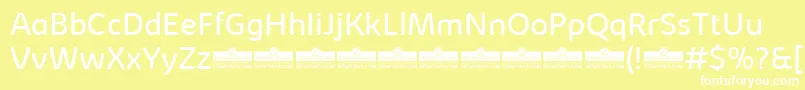 Fonte KabrioAbarthBookTrial – fontes brancas em um fundo amarelo