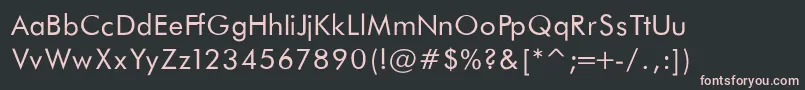 FuturaBookNormal-fontti – vaaleanpunaiset fontit mustalla taustalla