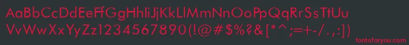 Czcionka FuturaBookNormal – czerwone czcionki na czarnym tle