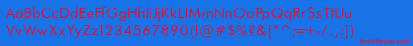 フォントFuturaBookNormal – 赤い文字の青い背景