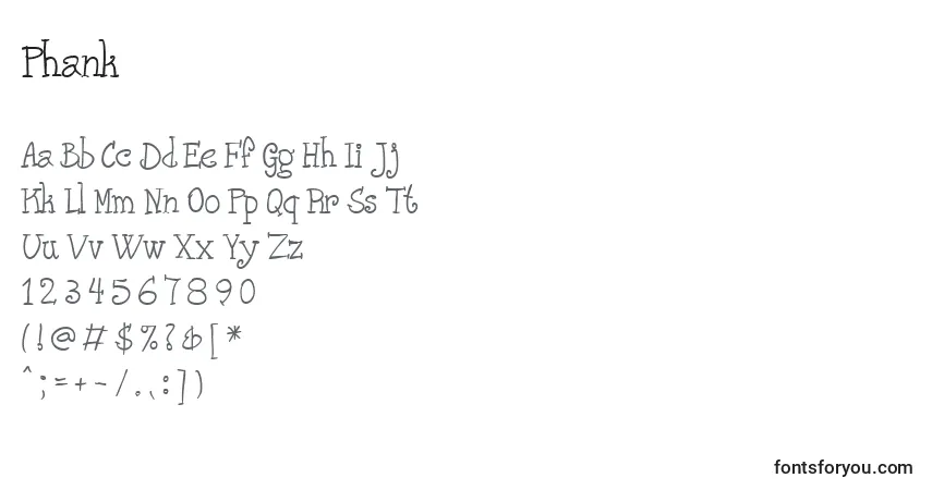 Шрифт Phank – алфавит, цифры, специальные символы